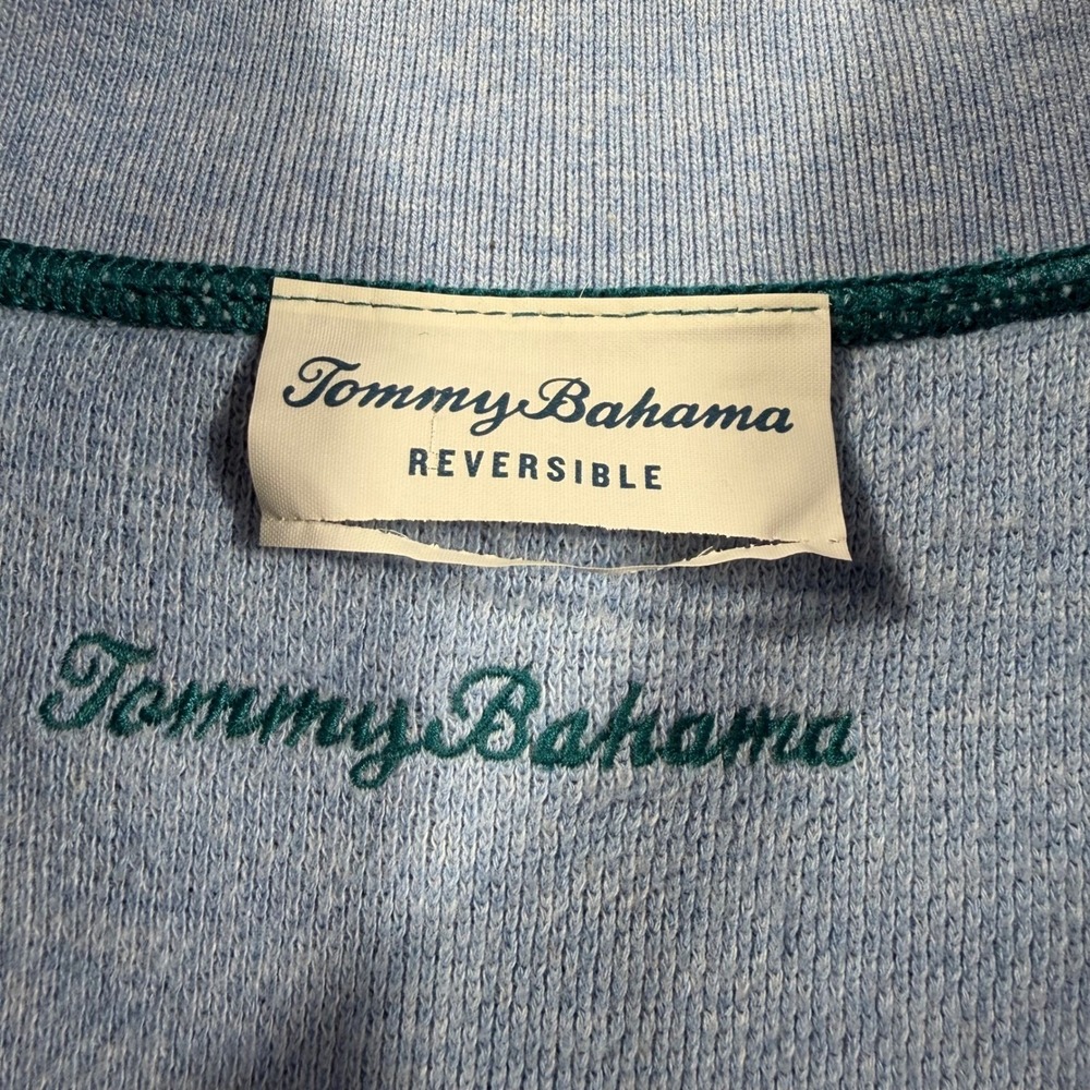 Tommy Bahama Reversible Mens XXL Pullover Sweatshirt Teal Blue Cotton Tencel - Picture 2 of 12